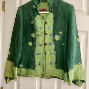 Handmade, hand-dyed and painted by Luzifer in Berlin, vintage 2000, linen jacket